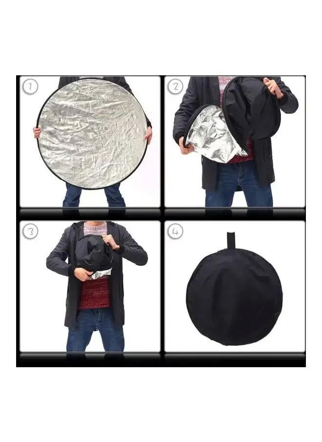 5-In-1 Multi Reflector With Bag 32inch Clear/Black/Gold,Collapsible Multi-Disc Light Round Photography Reflector