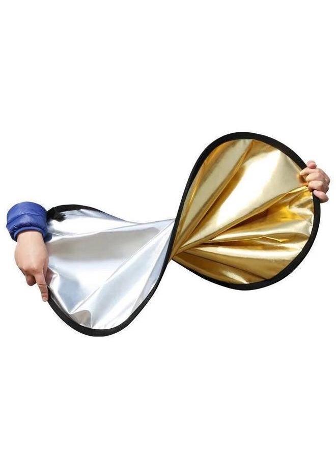 5-In-1 Multi Reflector With Bag 32inch Clear/Black/Gold,Collapsible Multi-Disc Light Round Photography Reflector