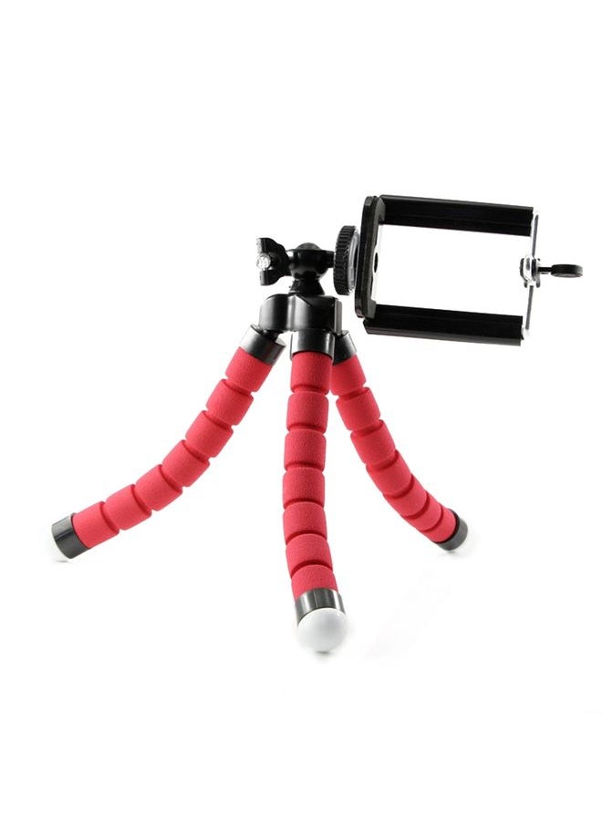 Mini Octopus Flexible Foam Tripod Holder with Phone Clamp & Remote Control (Red)