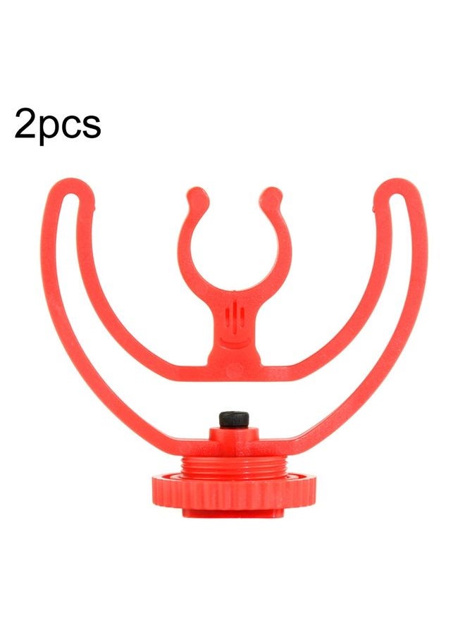 2pcs Microphone Mounting Bracket Cold Shoe Mount Mic Holder(Red)