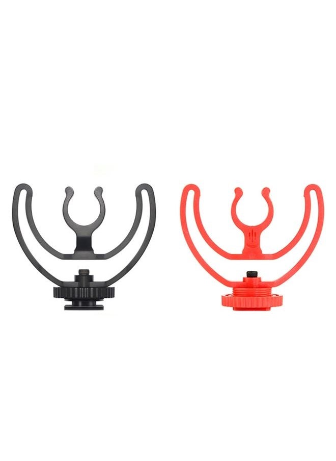 2pcs Microphone Mounting Bracket Cold Shoe Mount Mic Holder(Red)