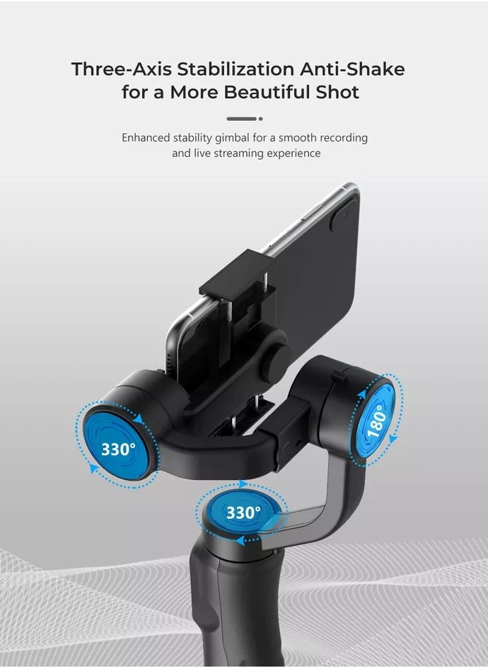 Handheld 3-axis Smartphone Gimbal Stabilizer,Tripod with Handle,Great for Vlogging,Tiktok Youtube Live Video,Phone Stabilizer