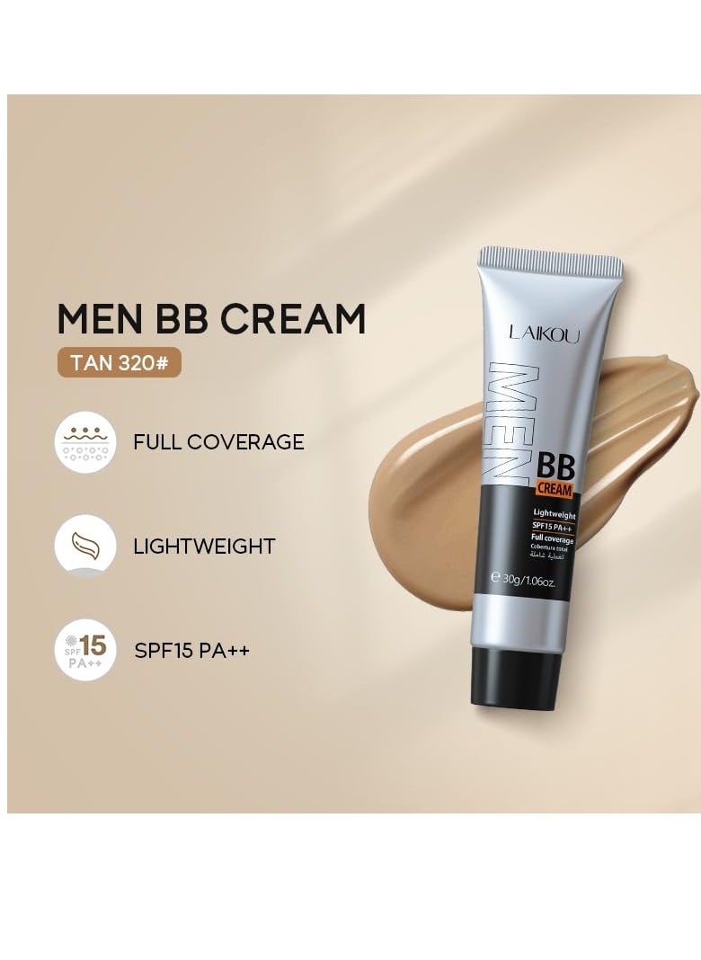 AKARY Hydrating Men BB Cream SPF 15 PA++, Full-Coverage Foundation&Concealer, Mens Face Moisturizer Cream Evens Skin Tone, Oil Control and Cover Flaws, Natural Finish for All Skin Types Natural 240