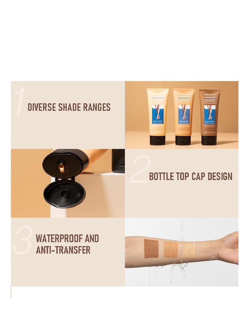 Leg Makeup Waterproof No Transfer,Leg Makeup Lotion,Leg and Body Scar Cover up Makeup,Long Last Body Foundation 3# Bronze, 4 fl oz
