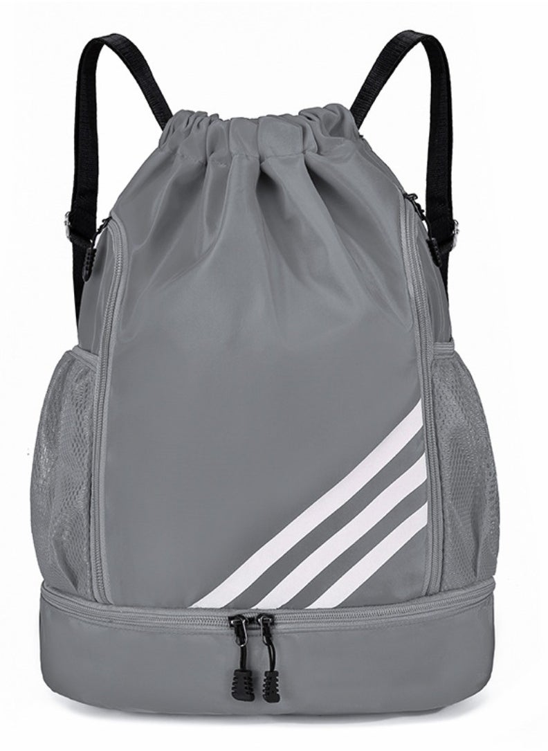 Sports Backpacks Large Capacity, Gym, Drawstring Lightweight and Waterproof, Making Your Trip More Convenient (Grey)