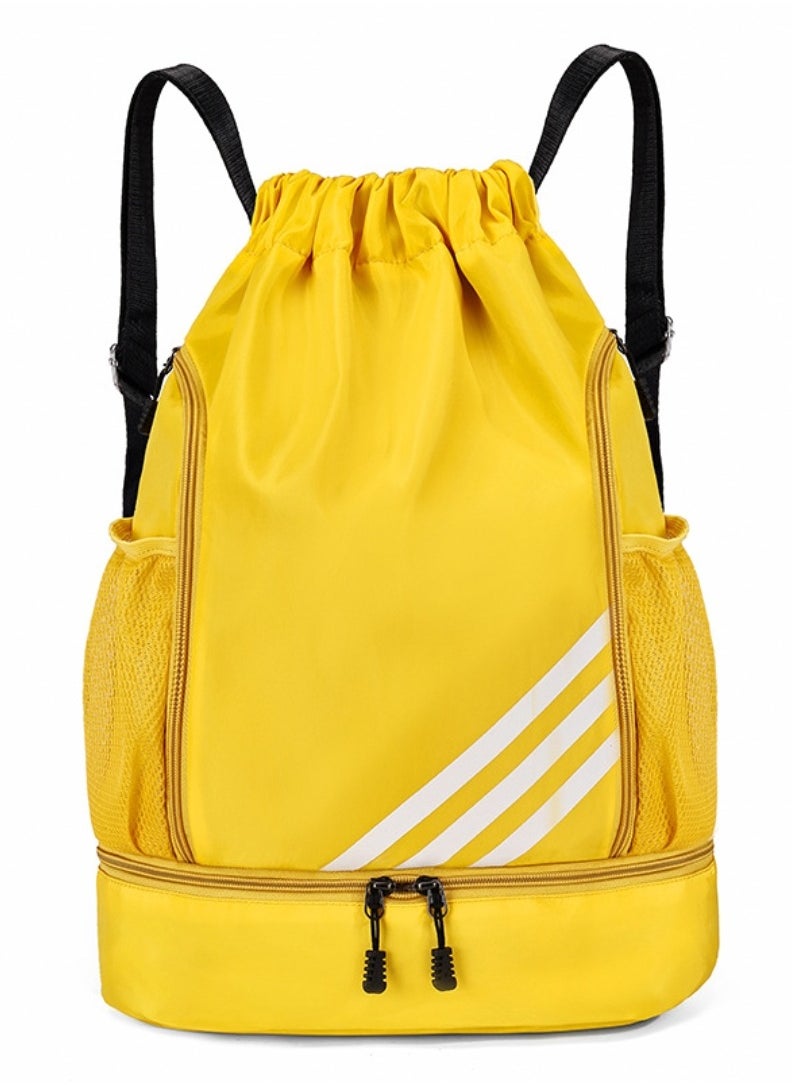 Sports Backpacks Large Capacity, Gym,Drawstring Lightweight and Waterproof, Making Your Trip More Convenient (Yellow)