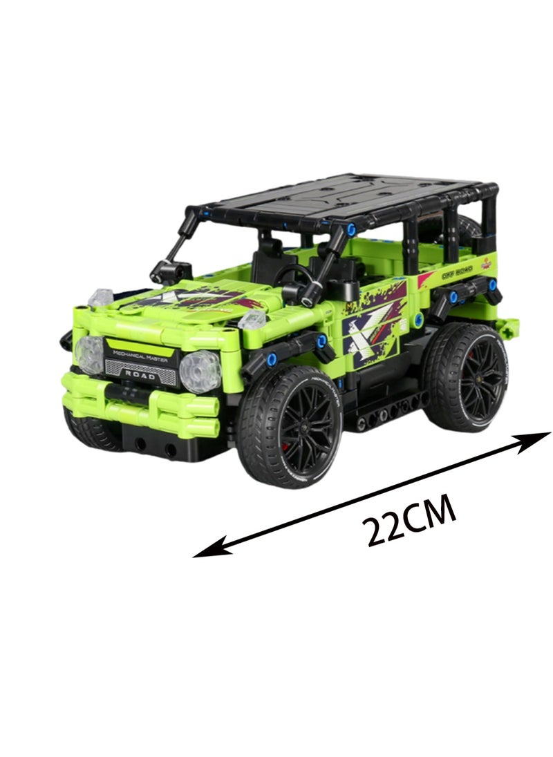 Green (Handle Remote Control + Mobile Phone Programming) Jeep Remote Control Car Building Block Set Toys, Suitable For Children Aged 8-12, Robot Building Block Set, Remote Control And App Controlled Car, Remote Control Car Toy Set, Suitable For Boys And Girls, 603pcs