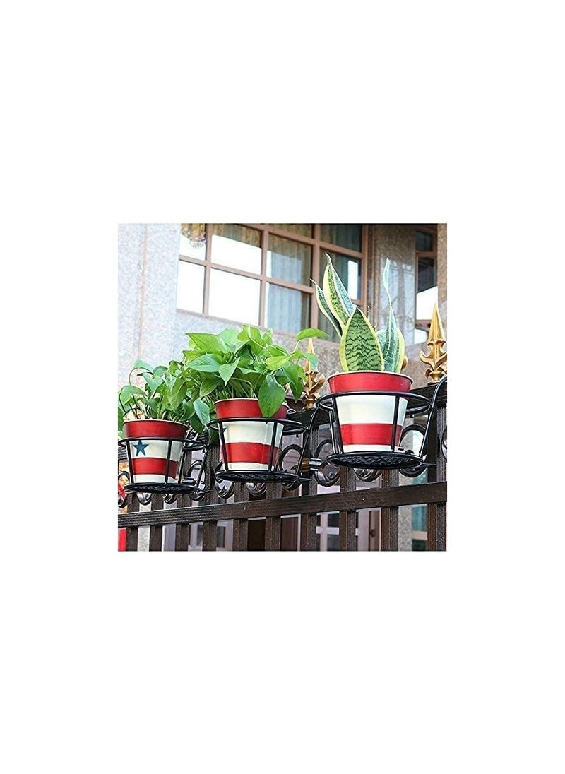 3 Pack Hanging Baskets Iron Flower Pot Holder, Hanging Planter, Plant Stand, Over The Rail Basket for Indoor Outdoor Patio Balcony Garden Pot or Fence Planters