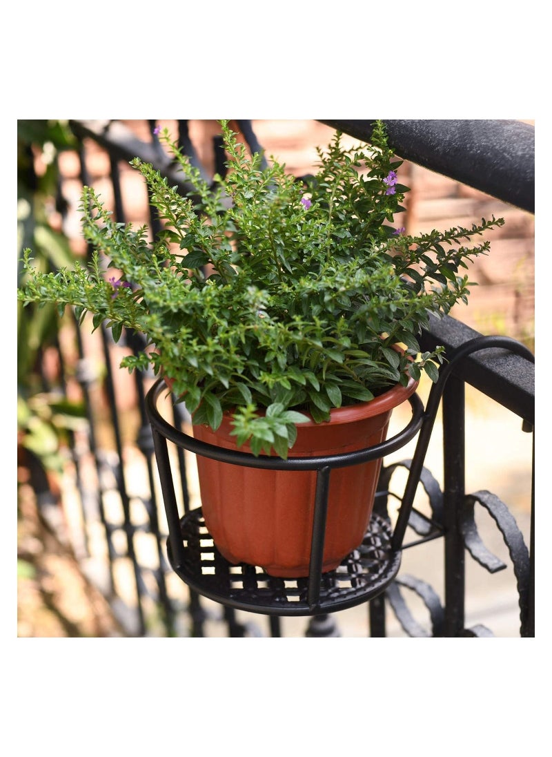 3 Pack Hanging Baskets Iron Flower Pot Holder, Hanging Planter, Plant Stand, Over The Rail Basket for Indoor Outdoor Patio Balcony Garden Pot or Fence Planters