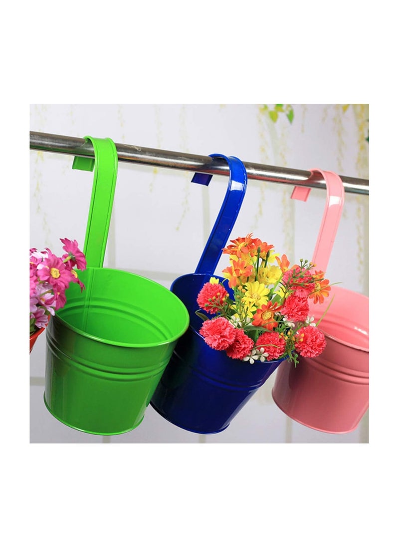 New 10pcs Metal Bucket Flower Hanging Pot Balcony Garden Pots Plant Flower Holders