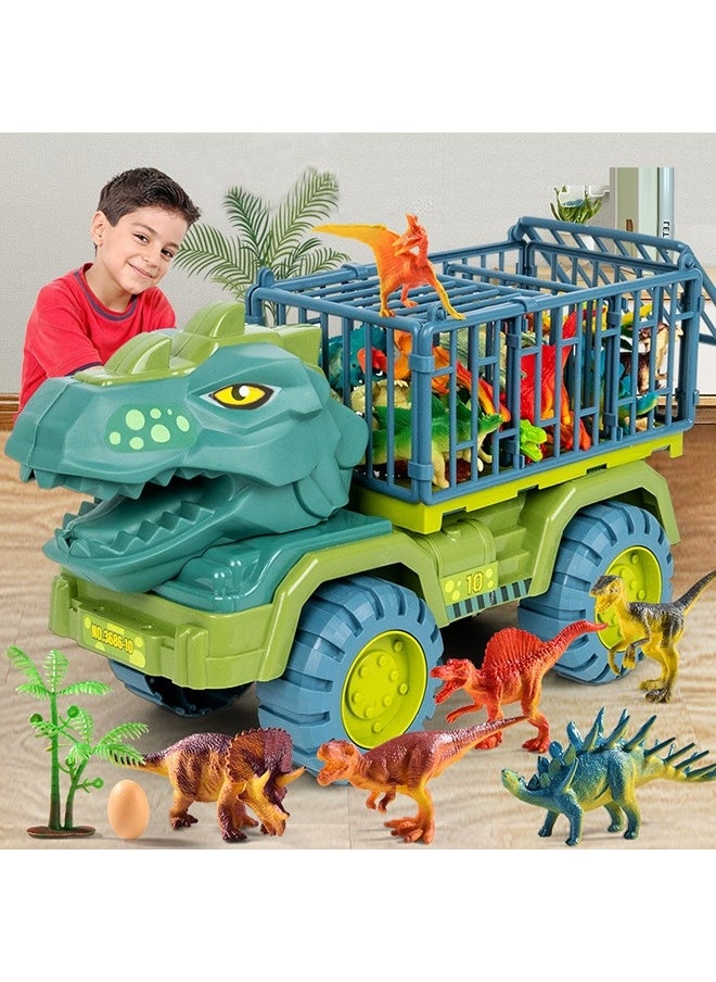 Dinosaur Truck Toys With 15 Dinosaur Toys Playset Figures,Toy Trucks for Boys,Large Dinosaur Carrier Truck