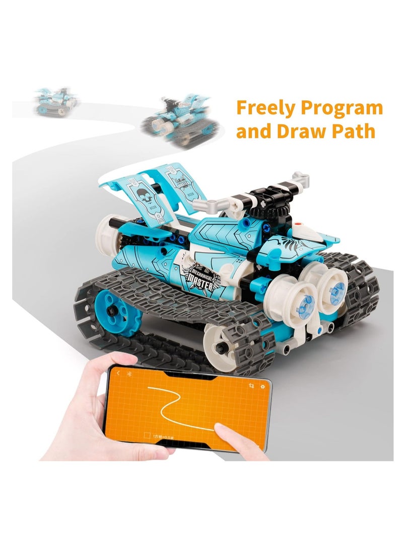 Remote Control Robot Assembly Kit for Kids Ages 6-12 - 3 in 1 STEM Project APP/RC Robot for Kids Ages 8-12 and Up, Creative Birthday Gift Toy for Boys and Girls (Blue Robot)