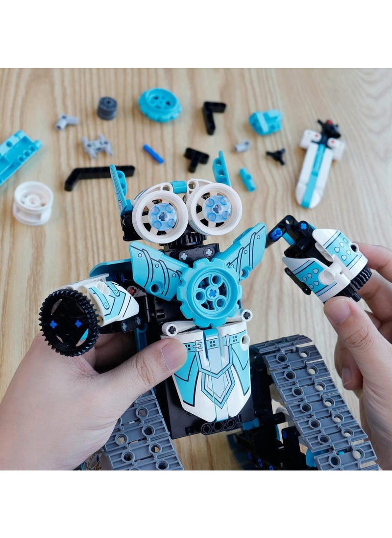 Remote Control Robot Assembly Kit for Kids Ages 6-12 - 3 in 1 STEM Project APP/RC Robot for Kids Ages 8-12 and Up, Creative Birthday Gift Toy for Boys and Girls (Blue Robot)