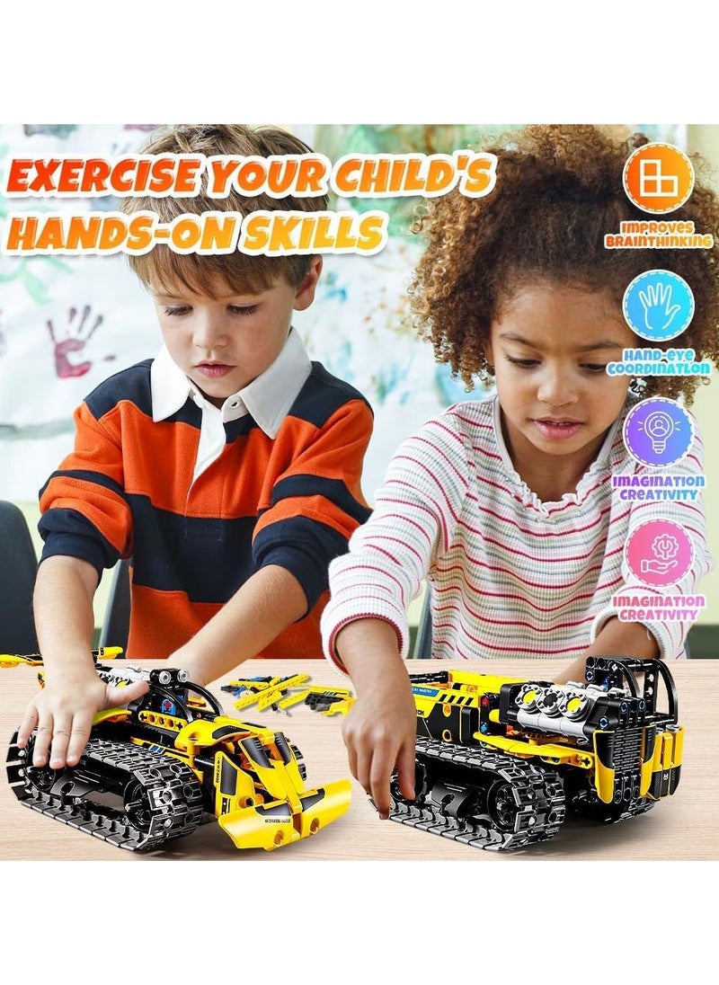 Remote Control Robot Assembly Kit for Kids Ages 6-12 - 3 in 1 STEM Project APP/RC Robot for Kids Ages 8-12 and Up, Creative Birthday Gift Toy for Boys and Girls (Engineering Bulldozer)