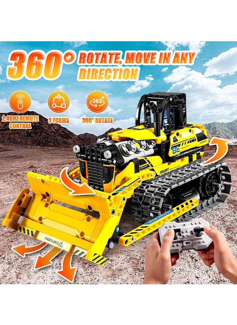 Remote Control Robot Assembly Kit for Kids Ages 6-12 - 3 in 1 STEM Project APP/RC Robot for Kids Ages 8-12 and Up, Creative Birthday Gift Toy for Boys and Girls (Engineering Bulldozer)