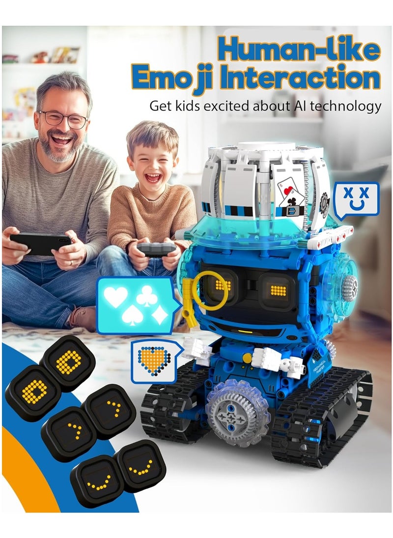 3 in 1 STEM Robot Building Block Toy for Boys Ages 8-13, Remote Control and App Control Set Educational Coding Toy, Kids DIY Sound and Light Interactive Science Set, Gift for Boys Girls Ages 10-12 (Kaito Kid Robot)