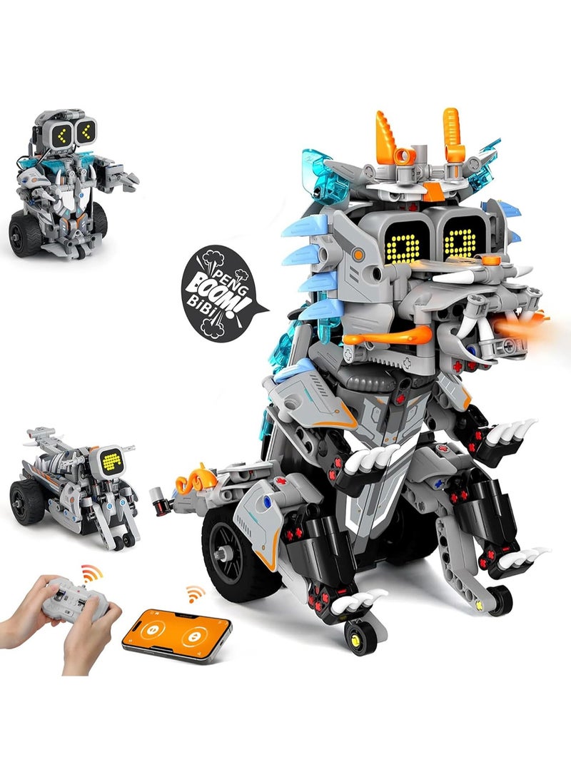 STEM Building Block Toys for Kids Aged 6-14, Remote Control and APP Control 3 in 1 STEM Dinosaur Motorcycle Robot Kids Building Block Set, 775 Pieces Building Block Set, Birthday Gift for Boys and Girls