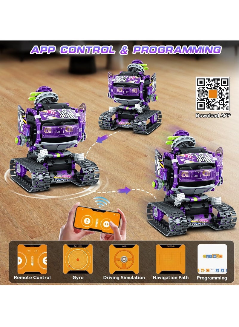 Robot Building Blocks Toys with LED Eyes and Sound, App Remote Control STEM Rechargeable Robot Building Blocks Set, 3 in 1 RC Technology Building Blocks Kit for Kids Gift Boys Girls 6 7 8 9 10 11 12 Years Old and Up (Esports Girl Robot)