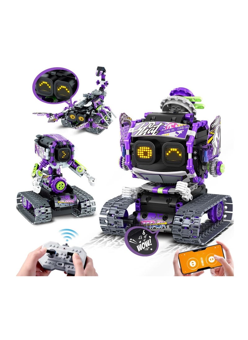 Robot Building Blocks Toys with LED Eyes and Sound, App Remote Control STEM Rechargeable Robot Building Blocks Set, 3 in 1 RC Technology Building Blocks Kit for Kids Gift Boys Girls 6 7 8 9 10 11 12 Years Old and Up (Esports Girl Robot)