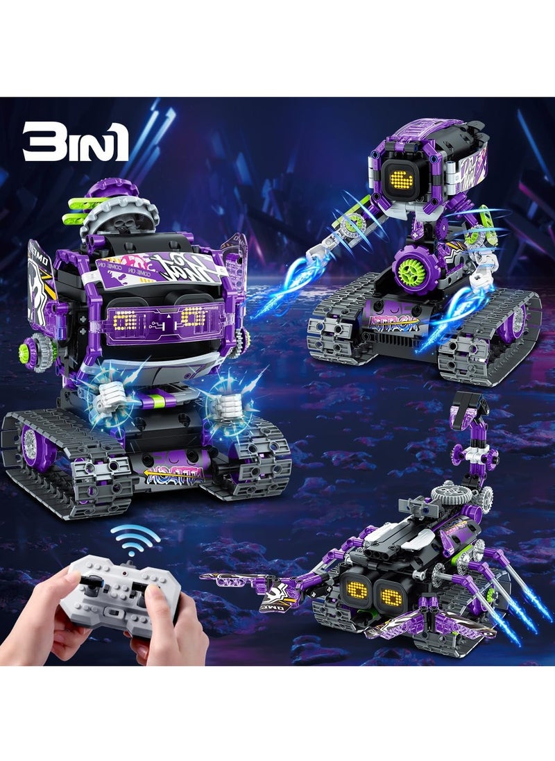 Robot Building Blocks Toys with LED Eyes and Sound, App Remote Control STEM Rechargeable Robot Building Blocks Set, 3 in 1 RC Technology Building Blocks Kit for Kids Gift Boys Girls 6 7 8 9 10 11 12 Years Old and Up (Esports Girl Robot)