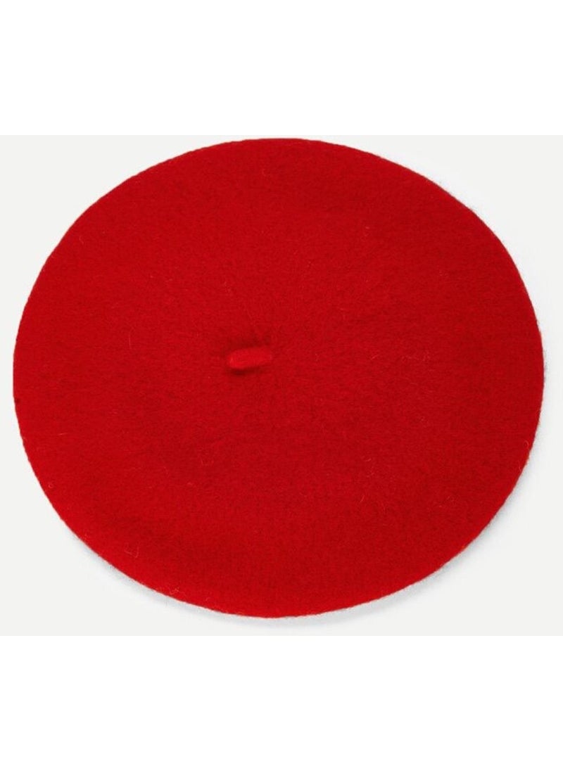 Red French Painter Felt Beret Hat