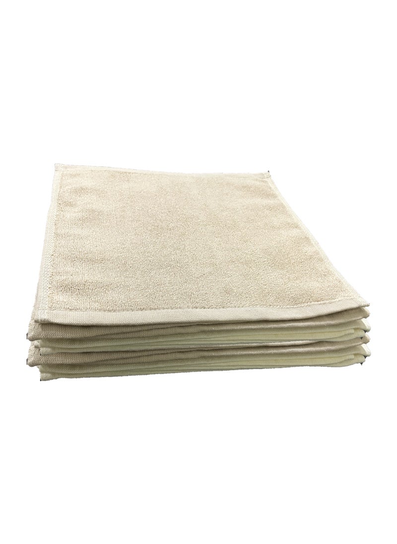 6-Pieces Towel Set - 100% Cotton 600 GSM, 1xBath Towel(70x140cm), 1xHand Towel(45x75cm), 4xFace Towel(30x30cm), Highly Absorbent Super Durable, Color-Beige