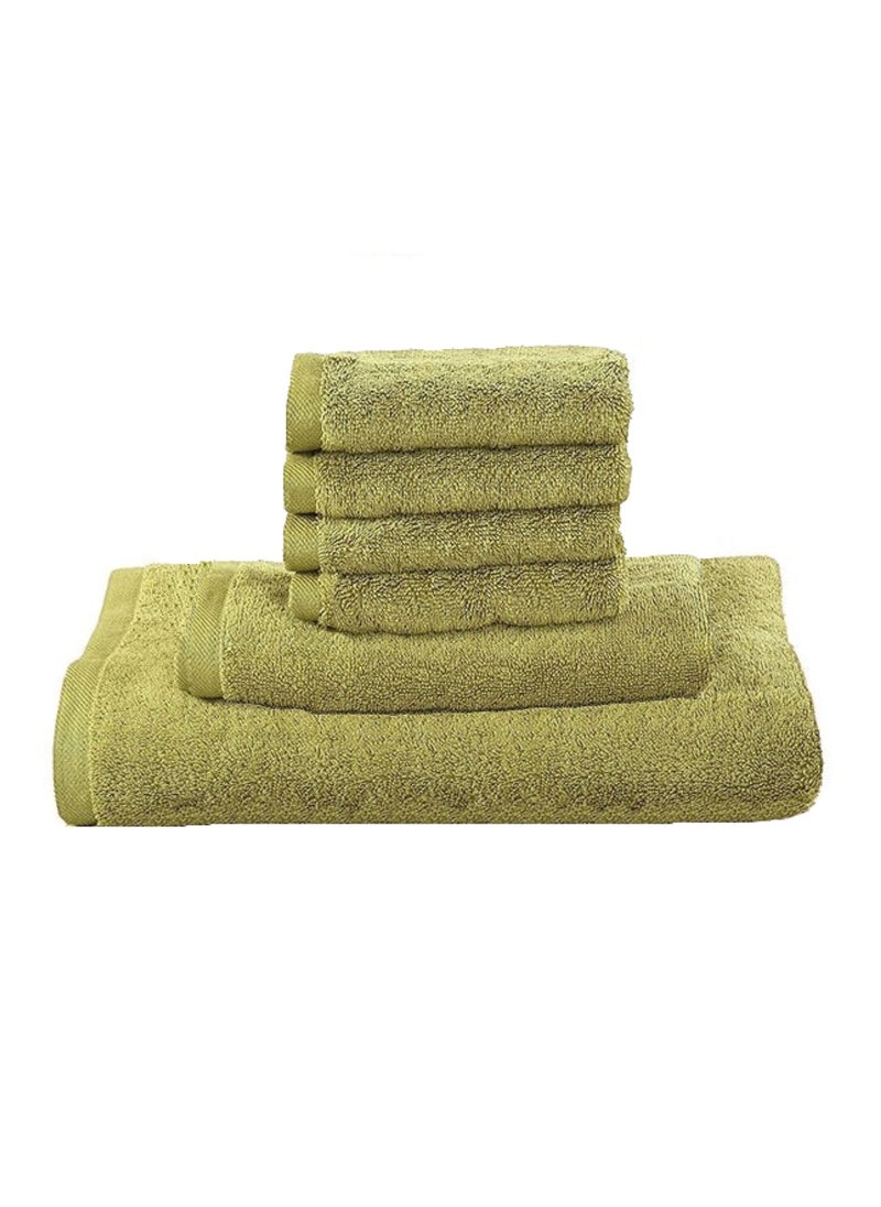 6-Pieces Towel Set - 100% Cotton 600 GSM, 1xBath Towel(70x140cm), 1xHand Towel(45x75cm), 4xFace Towel(30x30cm), Highly Absorbent Super Durable, Color-Beige