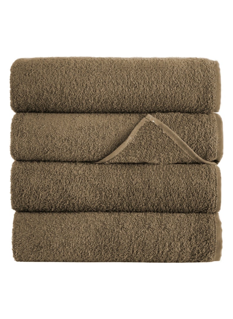 6-Pieces Towel Set - 100% Cotton 600 GSM, 1xBath Towel(70x140cm), 1xHand Towel(45x75cm), 4xFace Towel(30x30cm), Highly Absorbent Super Durable, Color-Brown