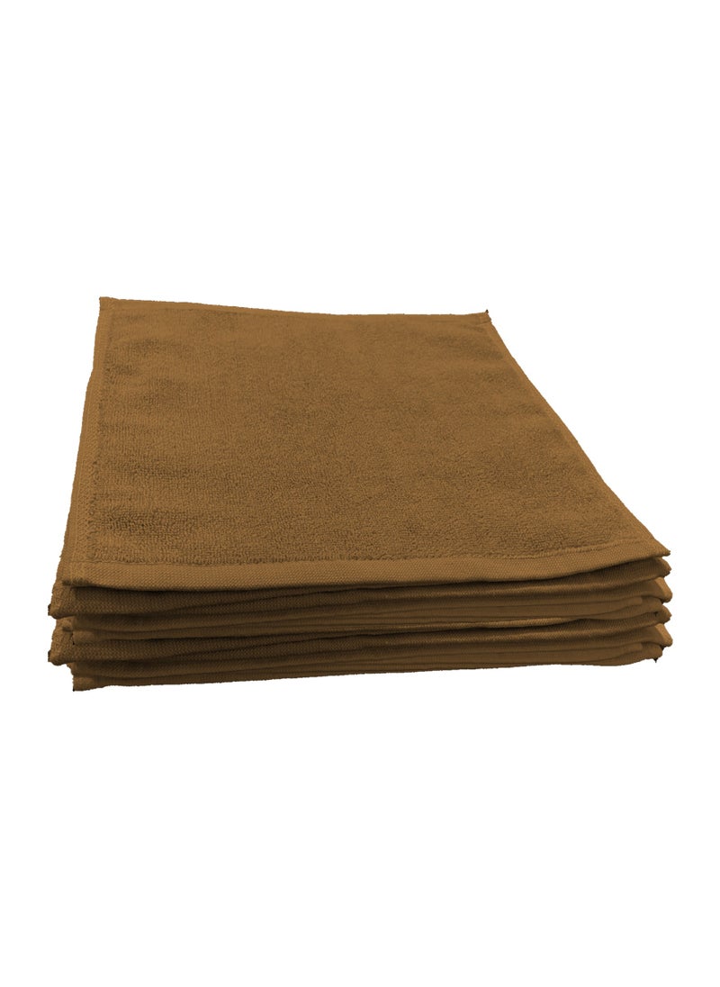 6-Pieces Towel Set - 100% Cotton 600 GSM, 1xBath Towel(70x140cm), 1xHand Towel(45x75cm), 4xFace Towel(30x30cm), Highly Absorbent Super Durable, Color-Brown