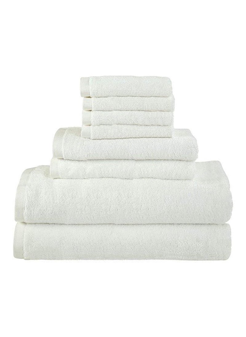 8-Pieces Towel Set - 100% Cotton 600 GSM, 2xBath Towel(70x140cm), 2xHand Towel(45x75cm), 4xFace Towel(30x30cm), Highly Absorbent Super Durable, Color-White