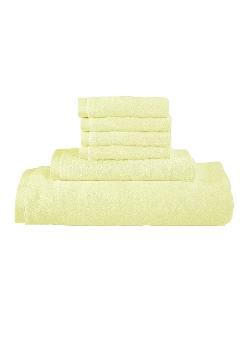 6-Pieces Towel Set - 100% Cotton 600 GSM, 1xBath Towel(70x140cm), 1xHand Towel(45x75cm), 4xFace Towel(30x30cm), Highly Absorbent Super Durable, Color-Cream