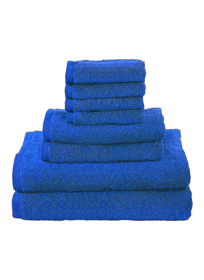 8-Pieces Towel Set - 100% Cotton 600 GSM, 2xBath Towel(70x140cm), 2xHand Towel(45x75cm), 4xFace Towel(30x30cm), Highly Absorbent Super Durable, Color-Blue