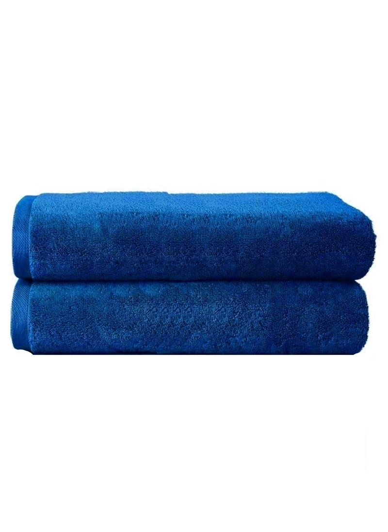 Pack Of 2 - Hand Towel - 100% Cotton 600 GSM Medium Size (45x75cm) Highly Absorbent And Super Durable, Color Blue