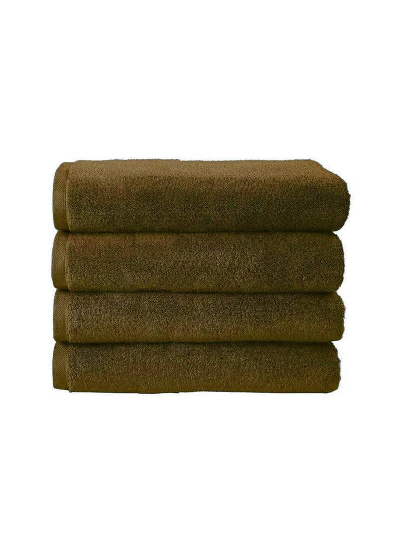 Pack Of 4 - Hand Towel - 100% Cotton 600 GSM Medium Size (45x75cm) Highly Absorbent And Super Durable, Color Brown