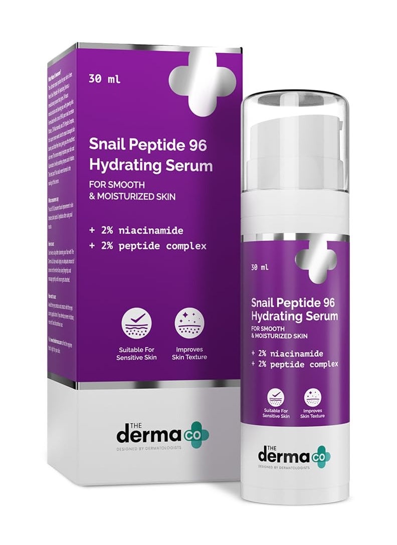 The Derma Co Snail Peptide 96 Hydrating Serum with Niacinamide & Peptide Complex for Smooth & Moisturized Skin | Snail Mucin Serum | Dull Skin & Fine Lines, Korean Skincare - 30 ml