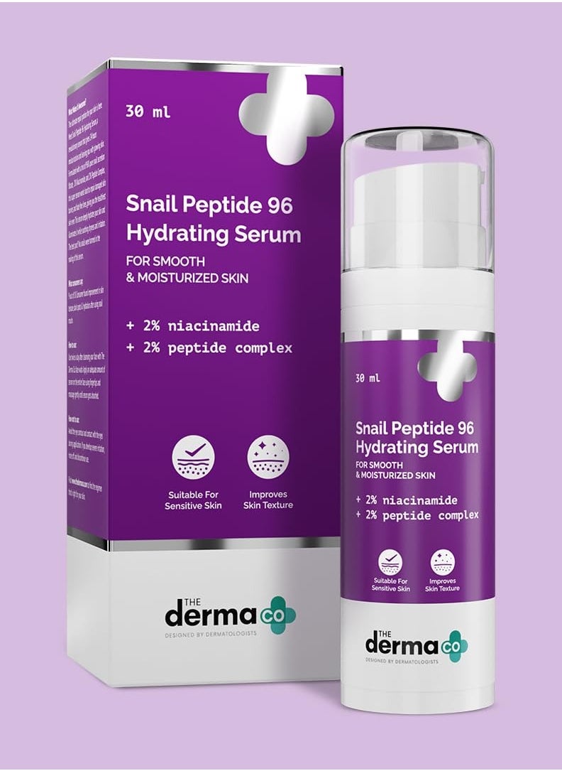 The Derma Co Snail Peptide 96 Hydrating Serum with Niacinamide & Peptide Complex for Smooth & Moisturized Skin | Snail Mucin Serum | Dull Skin & Fine Lines, Korean Skincare - 30 ml