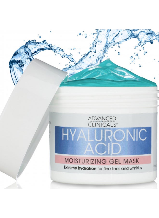 Advanced Clinicals Hyaluronic Acid Gel Facial Mask Skin Care Treatment, Brightening, Hydrating Anti Aging Face Mask & Moisturizer Helps Transform Dry Skin W/Collagen, Chamomile, & Aloe Vera, 5 Fl Oz