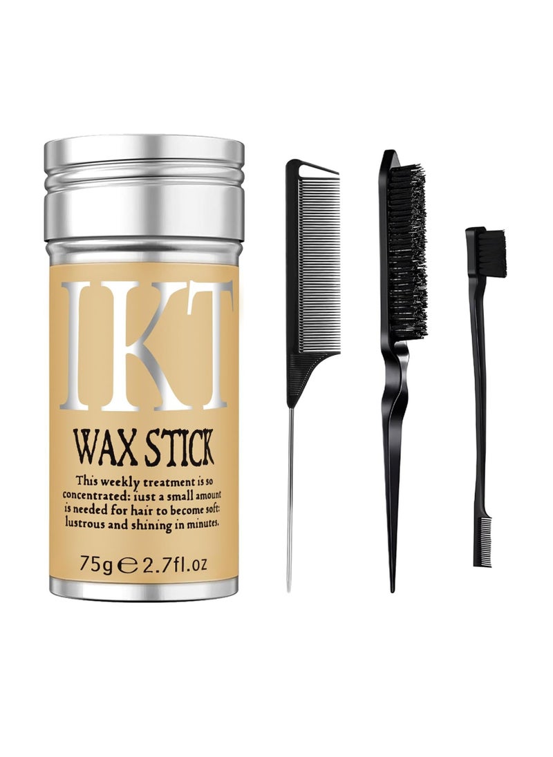 Hair Wax Stick for Wigs with Brushes Bed Head Stick Edge Control Slick Stick Hair Pomade Stick Non-greasy Styling Wax 2.7 Oz, Long Lasting, Temporary Hair Styling Product for Edge Frizz hair