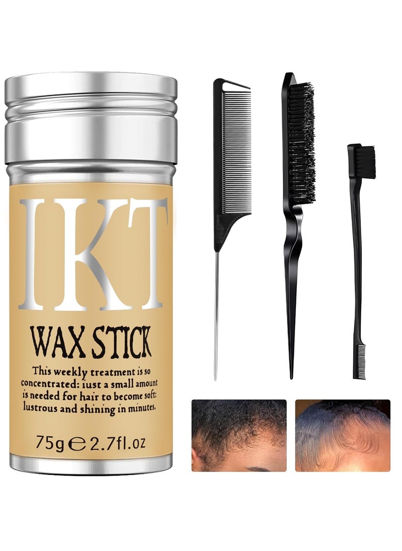 Hair Wax Stick for Wigs with Brushes Bed Head Stick Edge Control Slick Stick Hair Pomade Stick Non-greasy Styling Wax 2.7 Oz, Long Lasting, Temporary Hair Styling Product for Edge Frizz hair