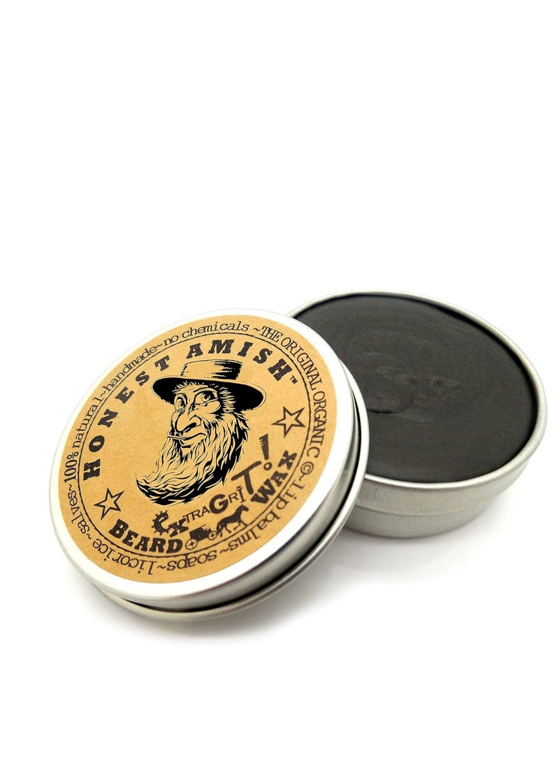 Honest Amish Extra Grit Beard Wax - Natural and Organic - Hair Paste and Hair Control Wax 2 ounce