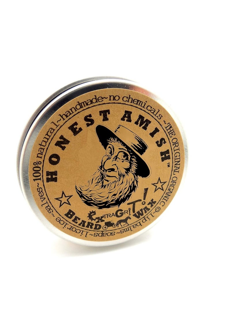 Honest Amish Extra Grit Beard Wax - Natural and Organic - Hair Paste and Hair Control Wax 2 ounce