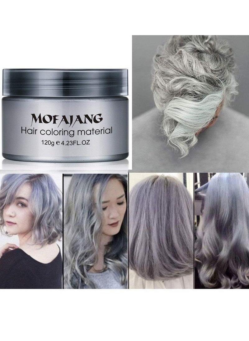 Temporary Silver Gray Hair Spray Color, Luxury Coloring Mud Grey Hair Dye Wax,Washable Treatment with All Day Hold. Non-Greasy Matte Hairstyle Ash for Party, Cosplay 1, Gray