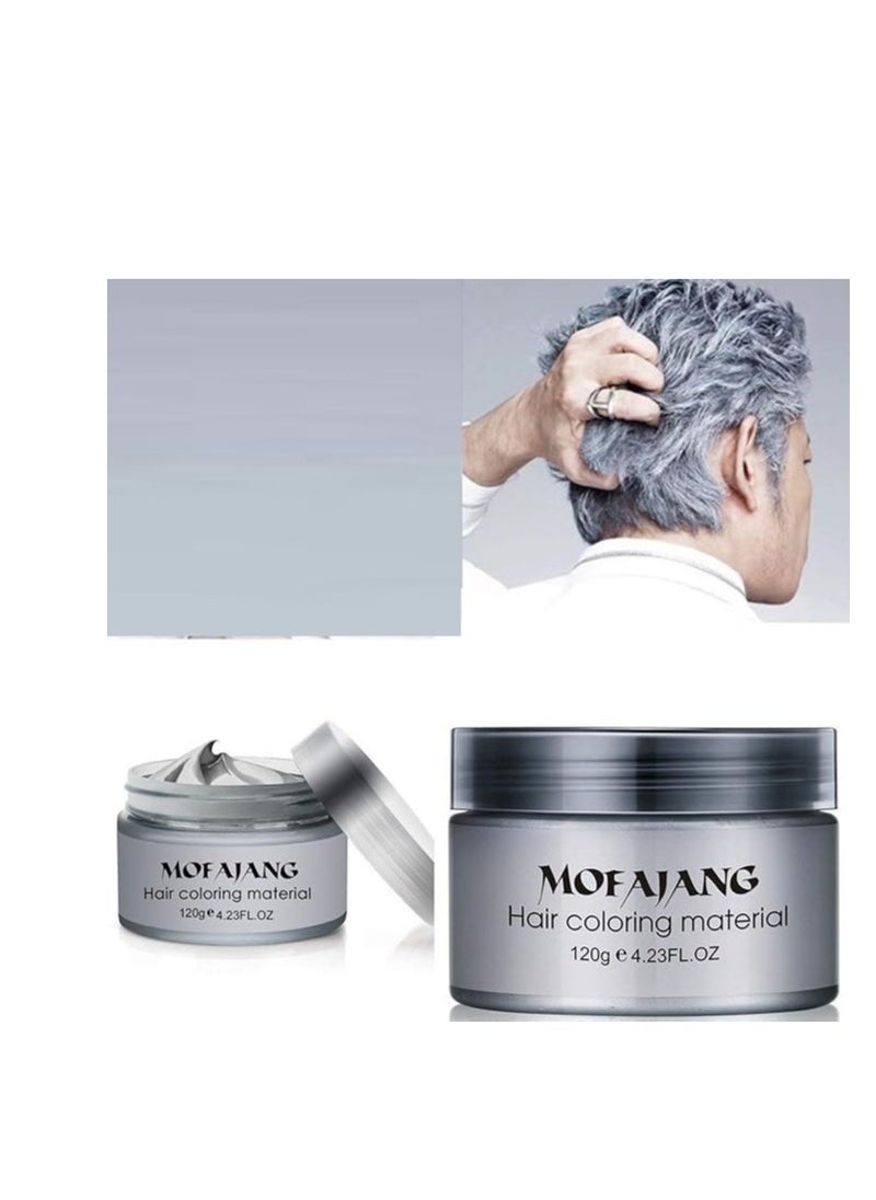 Temporary Silver Gray Hair Spray Color, Luxury Coloring Mud Grey Hair Dye Wax,Washable Treatment with All Day Hold. Non-Greasy Matte Hairstyle Ash for Party, Cosplay 1, Gray