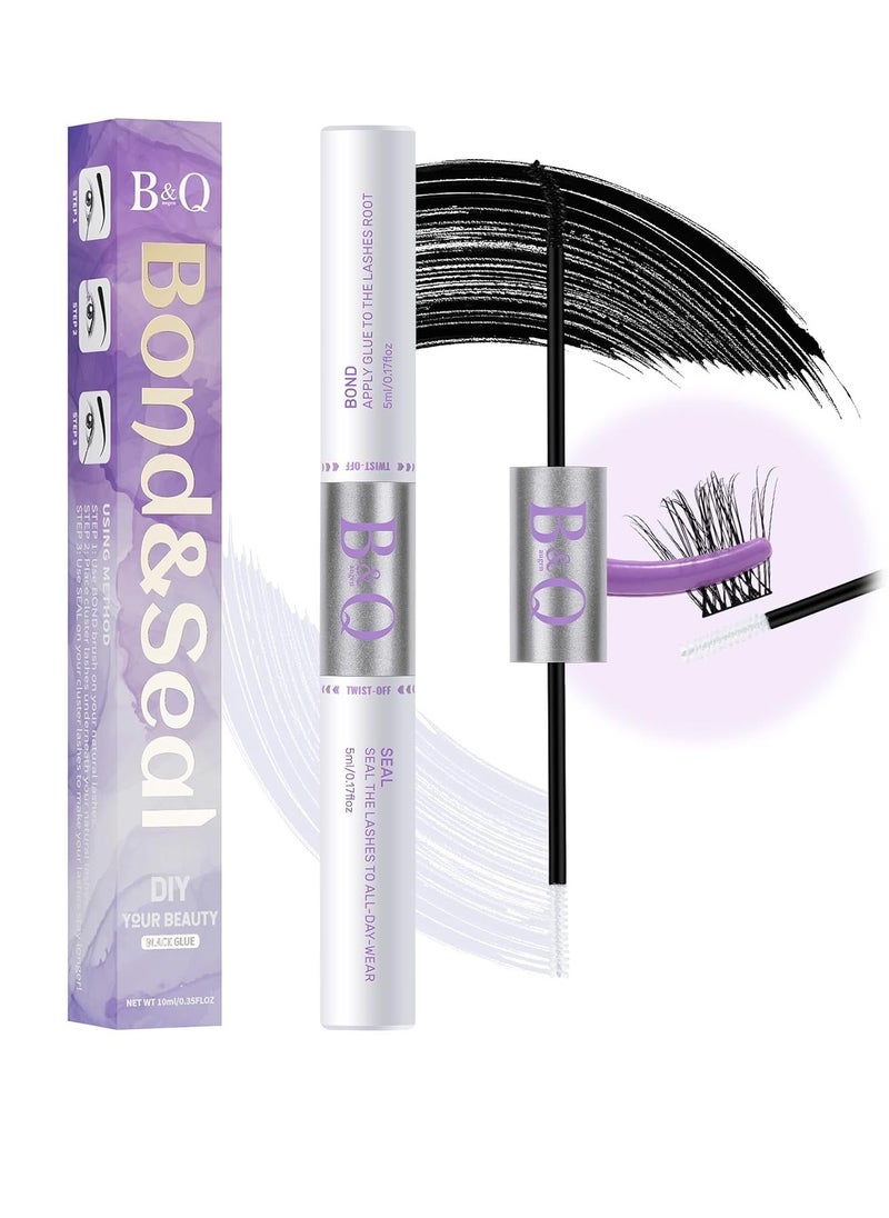 B&Qaugen B&Q Lashes Bond and Seal Waterproof 10ML Bond and Seal Long Lasting Lash Bond DIY Lash Extension Bond and Seal for Beginner Eyelash Bond and Seal YJShuangT - Black