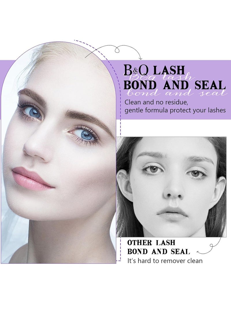 B&Qaugen B&Q Lashes Bond and Seal Waterproof 10ML Bond and Seal Long Lasting Lash Bond DIY Lash Extension Bond and Seal for Beginner Eyelash Bond and Seal YJShuangT - Black