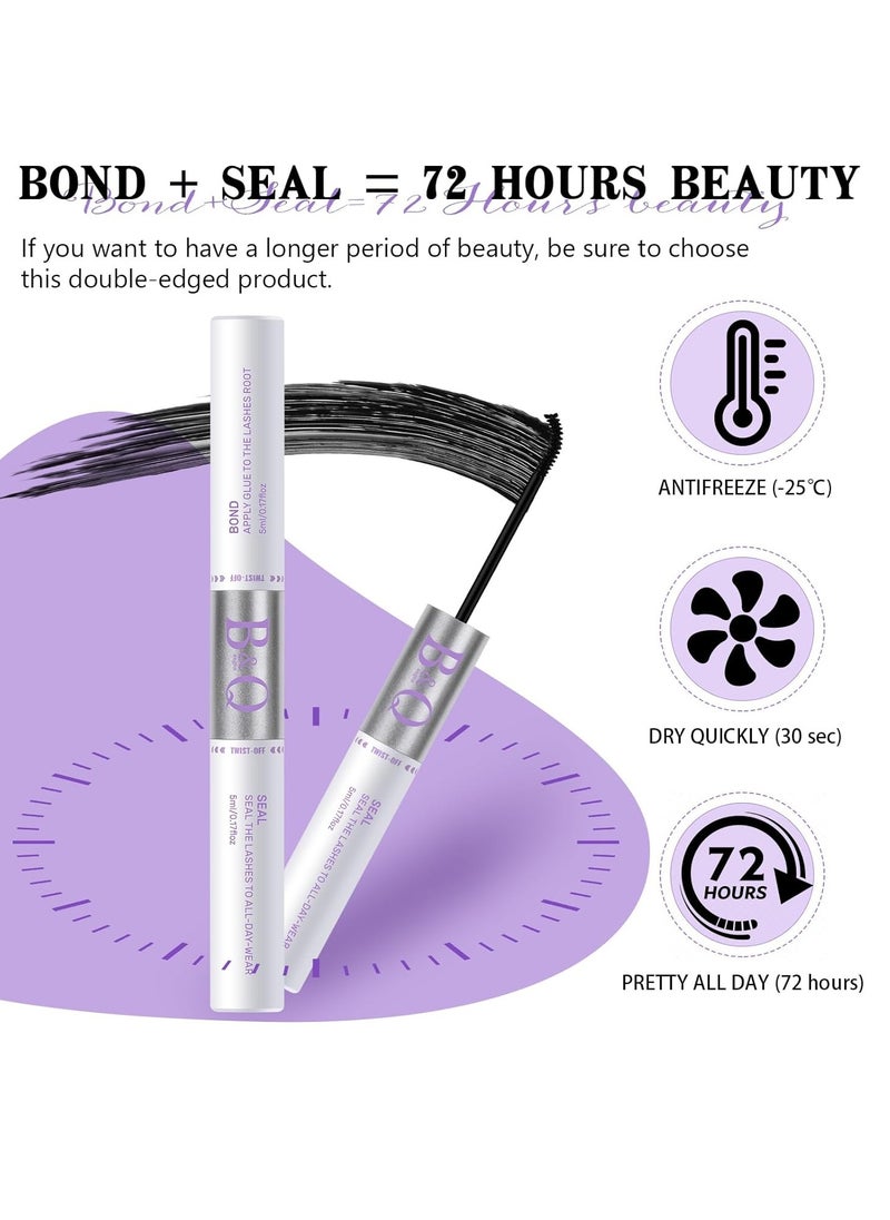 B&Qaugen B&Q Lashes Bond and Seal Waterproof 10ML Bond and Seal Long Lasting Lash Bond DIY Lash Extension Bond and Seal for Beginner Eyelash Bond and Seal YJShuangT - Black