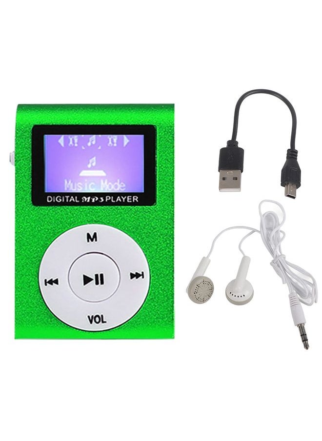 Mini Lavalier Metal MP3 Music Player with Screen, Style: with Earphone+Cable(Green)