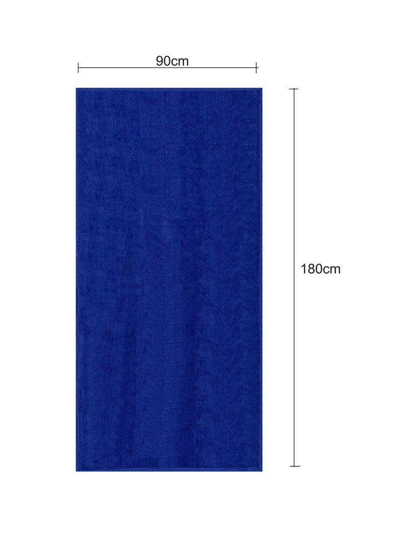 Pack Of 2 - Beach Towel - 100% Cotton 600 GSM Over Sized (90x180cm), Highly Absorbent Bath Sheet For Pool, Beach, Fitness, Sports, Yoga, Color-Blue