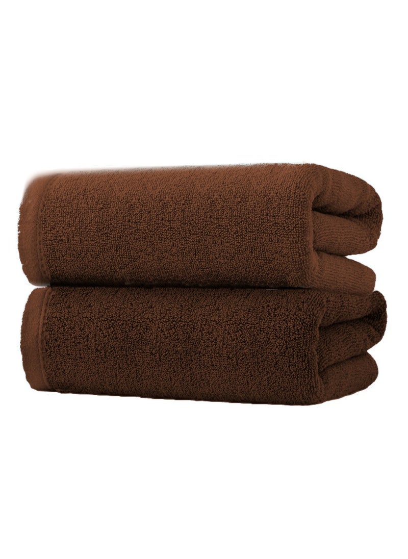 Pack Of 2 - Beach Towel - 100% Cotton 600 GSM Over Sized (90x180cm), Highly Absorbent Bath Sheet For Pool, Beach, Fitness, Sports, Yoga, Color-Brown