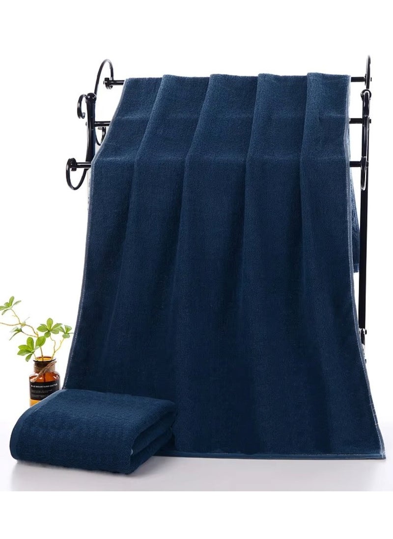 Beach Towel - 100% Cotton 600 GSM Over Sized (90x180cm), Highly Absorbent Bath Sheet For Pool, Beach, Fitness, Sports, Yoga, Color-Dark Blue